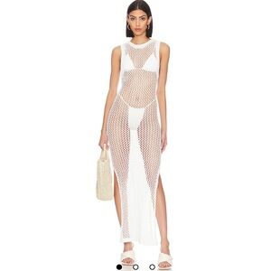 Beach Riot White Mesh Coverup with High Slits